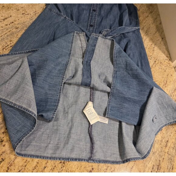 Tommy Hilfiger Shirt Dress Sz L Chambray Denim Mini Sleeveless Tie Front Wrap - Picture 8 of 16
